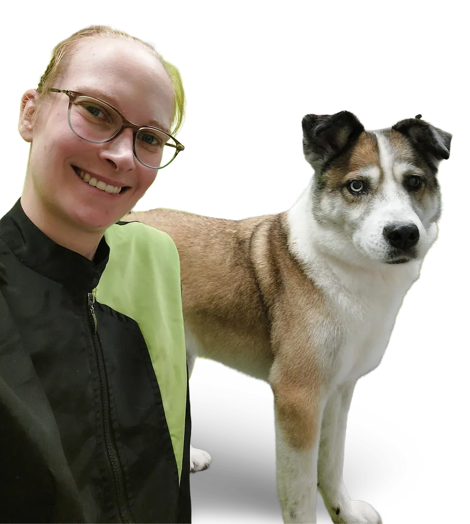 Eline Bolain met een hond